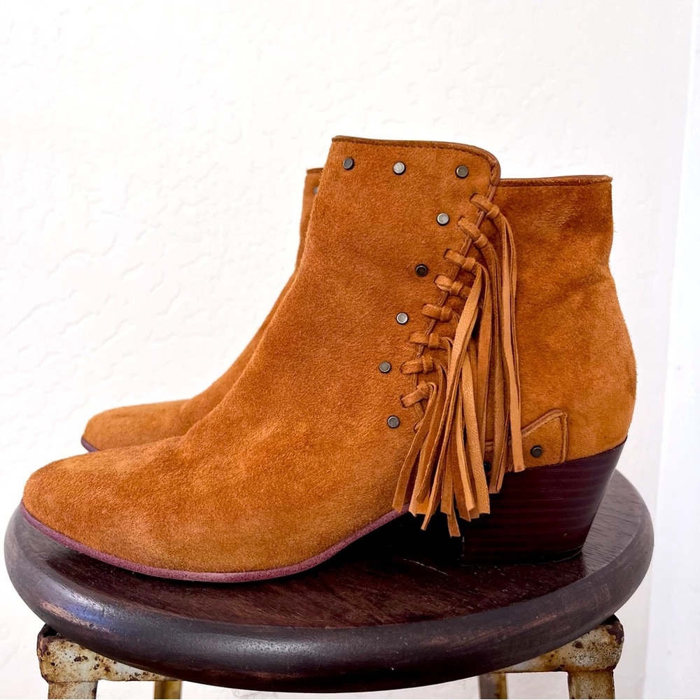 Sam Edelman Suede Fringe Ankle Booties Size 7.5